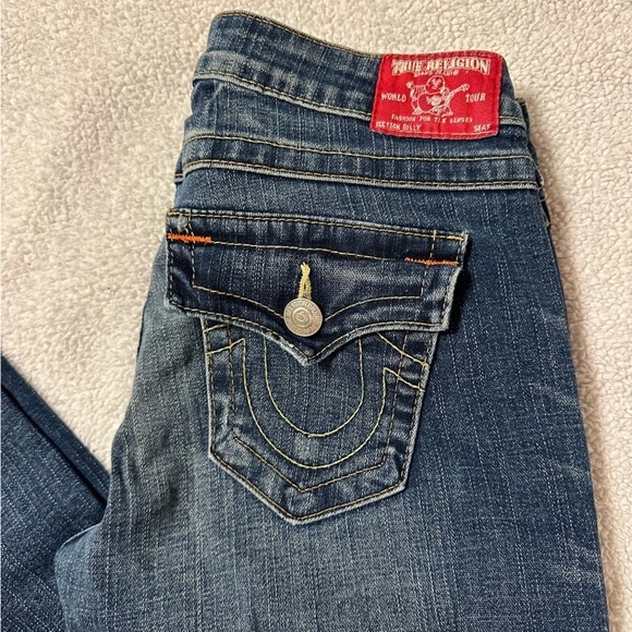 True Religion Jeans Billy Straight Leg Blue Dark Wash Jean - Picture 12 of 14